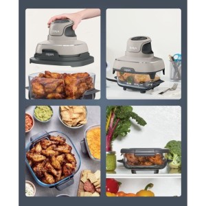Friteuse sans huile portable NINJA - CRISPI - Récipients 1,4L et 3,8L - 4 programmes prédéfinis - 1400W - Beige