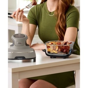 Tragbare ölfreie Fritteuse NINJA – CRISPI – 1,4-l- und 3,8-l-Behälter – 4 voreingestellte Programme – 1400 W – Beige