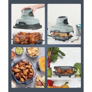 Tragbare ölfreie Fritteuse NINJA – CRISPI – 1,4-l- und 3,8-l-Behälter – 4 voreingestellte Programme – 1700 W – Salbe