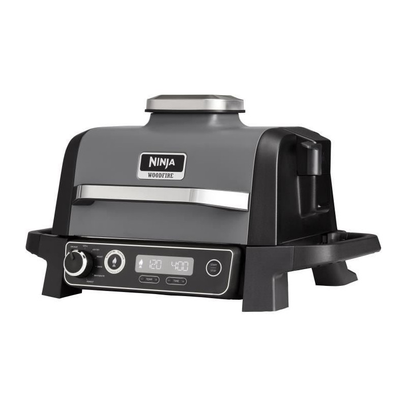 NINJA Elektrogrill und Räucherofen – Woodfire – OG701EU – Grill, Räucherofen und Heißluftfritteuse – Antihaftbeschich