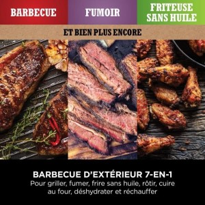 NINJA Elektrogrill und Räucherofen – Woodfire – OG701EU – Grill, Räucherofen und Heißluftfritteuse – Antihaftbeschich