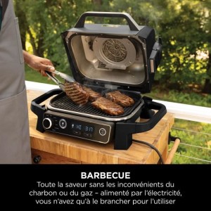 NINJA Elektrogrill und Räucherofen – Woodfire – OG701EU – Grill, Räucherofen und Heißluftfritteuse – Antihaftbeschich