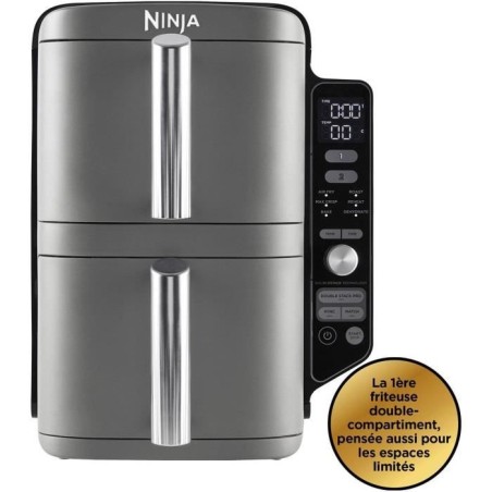 NINJA Foodi ölfreie Fritteuse – Double Stack SL400EU – 9,5 l – 2 unabhängige Kochschubladen – 6 Kochmodi – 2470 W