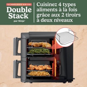 NINJA Foodi ölfreie Fritteuse – Double Stack SL400EU – 9,5 l – 2 unabhängige Kochschubladen – 6 Kochmodi – 2470 W