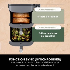 NINJA Foodi ölfreie Fritteuse – Double Stack SL400EU – 9,5 l – 2 unabhängige Kochschubladen – 6 Kochmodi – 2470 W