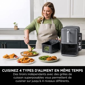 NINJA Foodi ölfreie Fritteuse – Double Stack SL400EU – 9,5 l – 2 unabhängige Kochschubladen – 6 Kochmodi – 2470 W