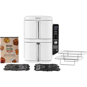 NINJA Heißluftfritteuse – Doppelstapel XL SL400EUWH – 9,5 l Fassungsvermögen – 6 Kochprogramme – Weiß – 2470 W