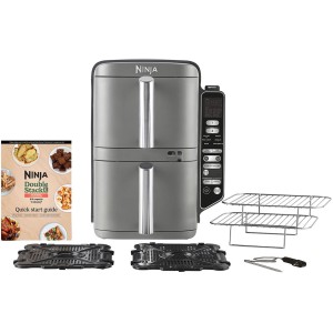 NINJA Heißluftfritteuse – Doppelstapel XL SL451EU – 9,5 l Fassungsvermögen – 6 Kochprogramme – Temperaturfühler – 2