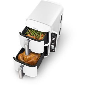 NINJA Heißluftfritteuse – Doppelstapel XL SL400EUWH – 9,5 l Fassungsvermögen – 6 Kochprogramme – Weiß – 2470 W
