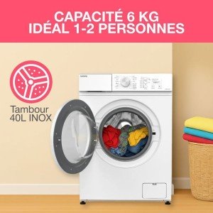 Lave-linge frontal OCEANIC OCEALL610WA - 6 kg - Induction - 60 cm -...