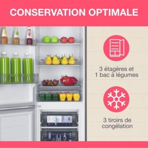 Réfrigérateur combiné - OCEANIC - OCEAFC262STDS - 262 L - Classe D - 55 x 56 x 180 cm - Silver
