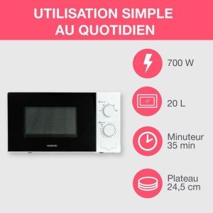 Ozeanische MO20W11 Weiße Mikrowelle 45.4 x H26.1 x D32.6 cm - 20l |...