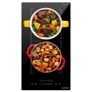 Domino induction encastrable - OCEANIC - OCEATI2Z2BF - 2 foyers avec zone flexible- 3600 W - Noir