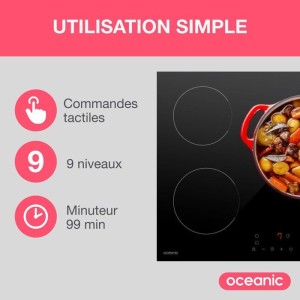 OCEANIC Induktionskochfeld 3 Brenner L60 x T52 cm OCEATI3Z7B