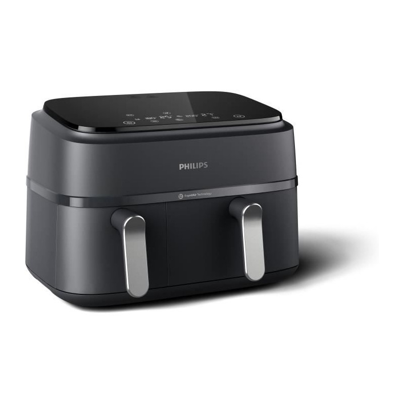 AirFryer – PHILIPS – NA351/00 – Edelstahl – 9,0 l – Doppelschüssel – 38,25 x 44,39 x 31,42 cm