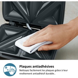 Croque monsieur - PHILIPS - HD2331/90 - Série 3000 - 750W - Plaques croque-monsieur toaster - Noir