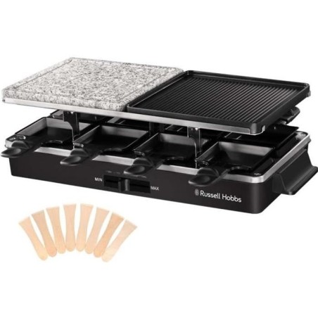 Russell Hobbs Raclette Appliance - 26280-56 - 3 in 1 Multifunction - 8 People - 1400W - Cooking Stone - Reversible Grill