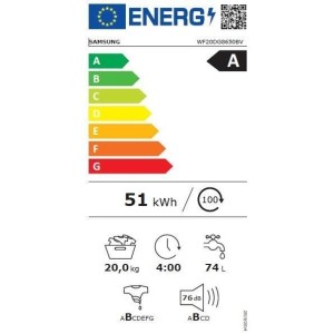 Lave-linge hublot SAMSUNG Ecobubble™ WF20DG8650BV - 20 kg - Digital Inverter - L68,6cm - 1000 trs/min - Classe A - Noir