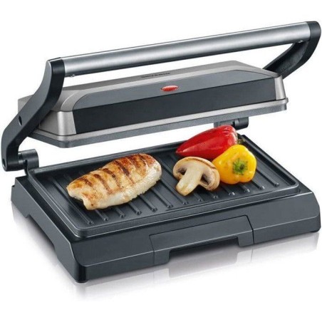 SEVERIN KG2394 Kompakter Multifunktionsgrill: Fleisch - Paninis - Gemüse - Antihaftplatten 23x14 -5 cm - Fettsammler