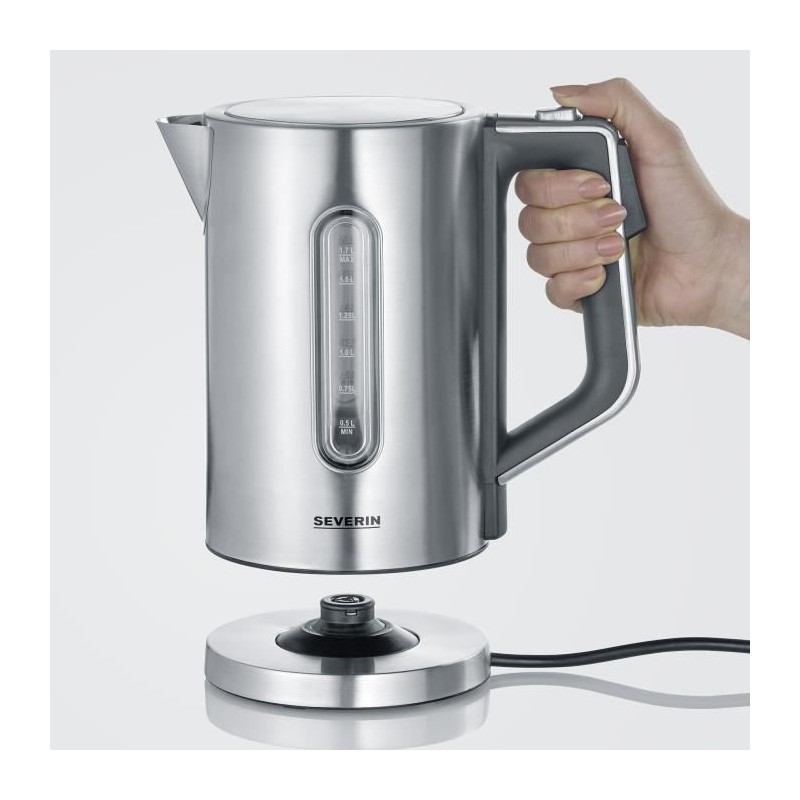 SEVERIN WK3418 Wasserkocher 1,7 l mit einstellbarer Temperatur bis 100 ° C, 5 ° C-Stufen, LCD-Display, Bisphenol A-frei, 360