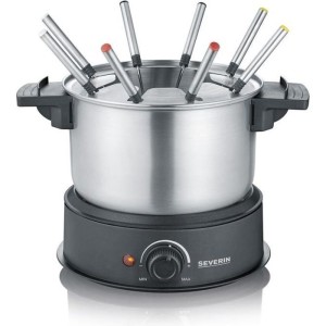 Severin FO2473 Electric Fondue 8 people with removable stainless steel scoop, included: anti-projections and 8 forks protection