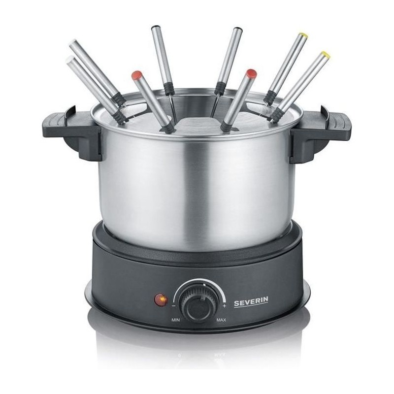 Severin FO2473 Electric Fondue 8 people with removable stainless steel scoop, included: anti-projections and 8 forks protection