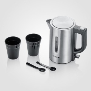 Severin WK3647 Kit Travel kettle - 0.5 L - 1100 W - Stainless steel and black