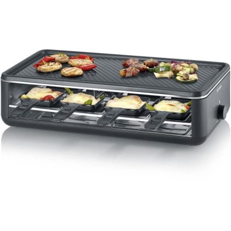 Raclette-Grill – SEVERIN – RG2365 – 8 Personen – Keramik-Kochplatte 48 x 24 cm – Raclette-Grill 1300 W – Schwarz