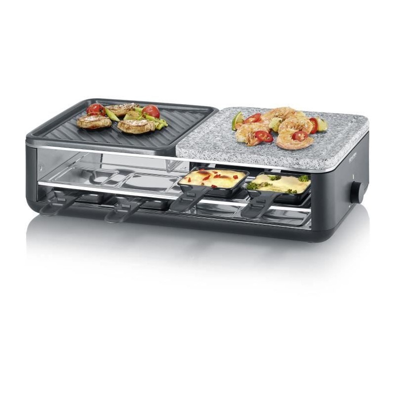 Appareil a raclette SEVERIN - RG2366 - Jusqu'a 8 personnes - Pierre naturelle et plaque de cuisson réversible - 1300W