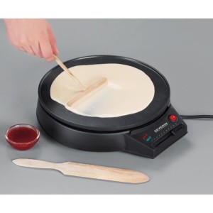 SEVERIN CM2198 - Crepiere diameter 30cm 1000W - Adjustable thermostat - Includes crepe spatula and wooden dough distributor - Bl