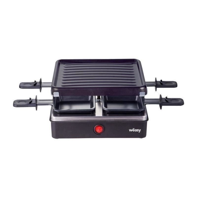 WEASY LUGA40 - Raclette and grill for 4 people - 600W - Non-stick coating - 19,7x19,7cm - Removable plate