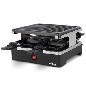WEASY LUGA40 - Raclette and grill for 4 people - 600W - Non-stick coating - 19,7x19,7cm - Removable plate