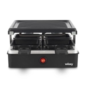 WEASY LUGA40 - Raclette und Grill für 4 Personen - 600W - Antihaftbeschichtung - 19,7x19,7cm - Abnehmbarer Teller