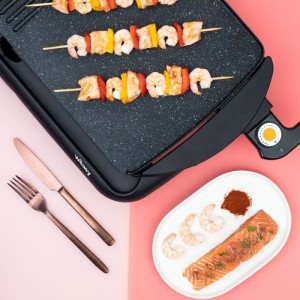 WEASY STO52 ELECTRIC PANCHA 2000W - Stone effect plate - 52x27cm - Adjustable temperature - Anti -adhesive Revetement - Removabl