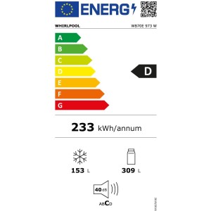 Réfrigérateur combiné - WHIRLPOOL - WB70E973W - 2 portes - 462 L - 70 x 75,5 x 195,5 cm - Blanc