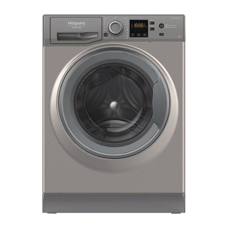 Lave-linge hublot HOTPOINT NSWM946GGFR - 9 kg - Induction - 1400 trs/min - Classe A - Graphite