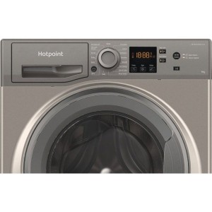 Lave-linge hublot HOTPOINT NSWM946GGFR - 9 kg - Induction - 1400 trs/min - Classe A - Graphite