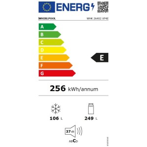 Réfrigérateur combiné - WHIRLPOOL - WHK26402XP4E - 2 portes - 355 L - 59,5 x 66,3 x 203,5 cm - Gris