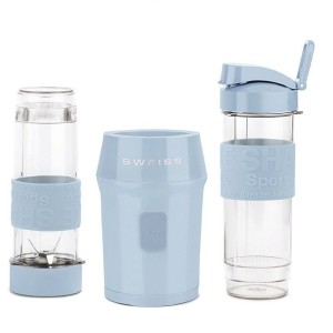 Mini-Standmixer – SCHWEIZ – MOOV6 – 300 W – 570 ml – 2 Flaschen – Blau