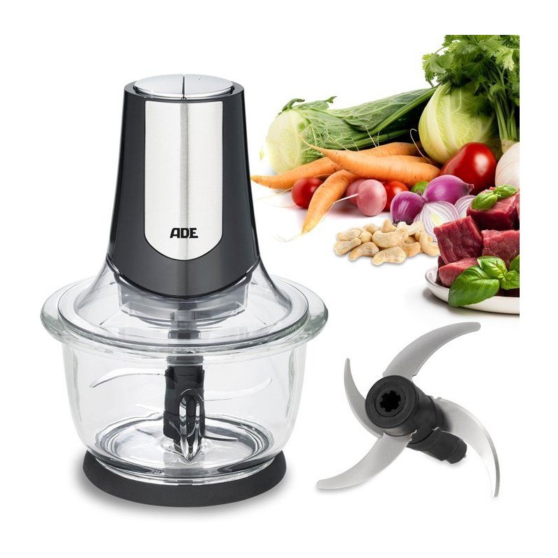 Hachoir Multi électrique - ADE - KITCHEN GADGETS - 2 vitesses - 1,2 L - Noir / Inox