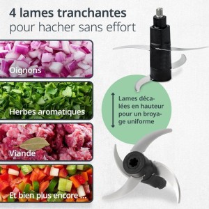 Hachoir Multi électrique - ADE - KITCHEN GADGETS - 2 vitesses - 1,2 L - Noir / Inox