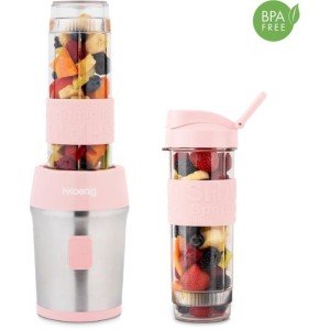 Mini blender - SMOO12 - 300 W - 570 mL - Pastel pink - 2 water bott...