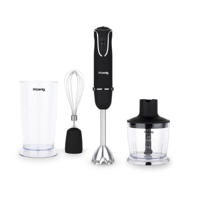 3 in 1 hand blender - H.Koenig - MIX75 - 850 W - 5 speeds + Turbo - Stainless steel blades - Accessories included
