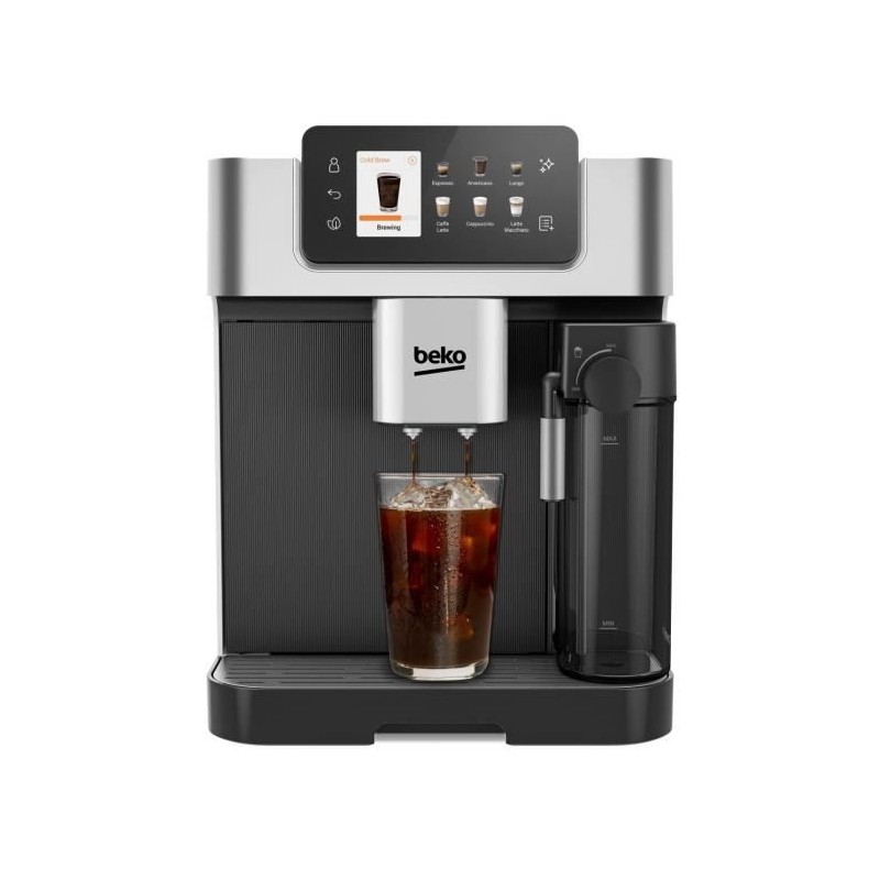 Machine a café avec broyeur - BEKO - CEG7348X - 1350 W - 250g de grains - Noir / Silver