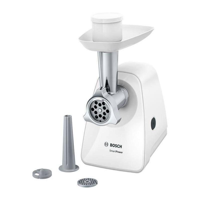 Hachoir a viande - BOSCH - MFW2510W - 2 grilles - Garnisseur de saucisses - Blanc