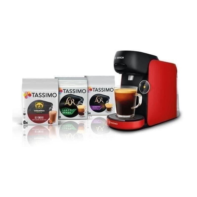 Machine a café + 3 packs T-discs - BOSCH - TASSIMO FINESSE TAS163E - 1400 W - 0,7 L - Multi-boissons - IntensityBoost - Noir