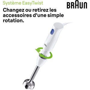 Mixeur plongeant - BRAUN - MultiQuick 1 MQ10.202M - 450 W - 1 vitesse - Blanc