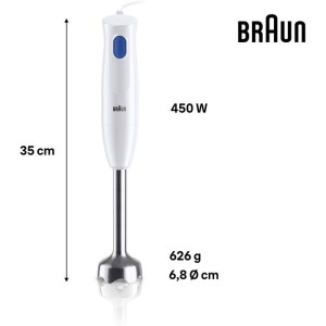 Mixeur plongeant - BRAUN - MultiQuick 1 MQ10.202M - 450 W - 1 vitesse - Blanc