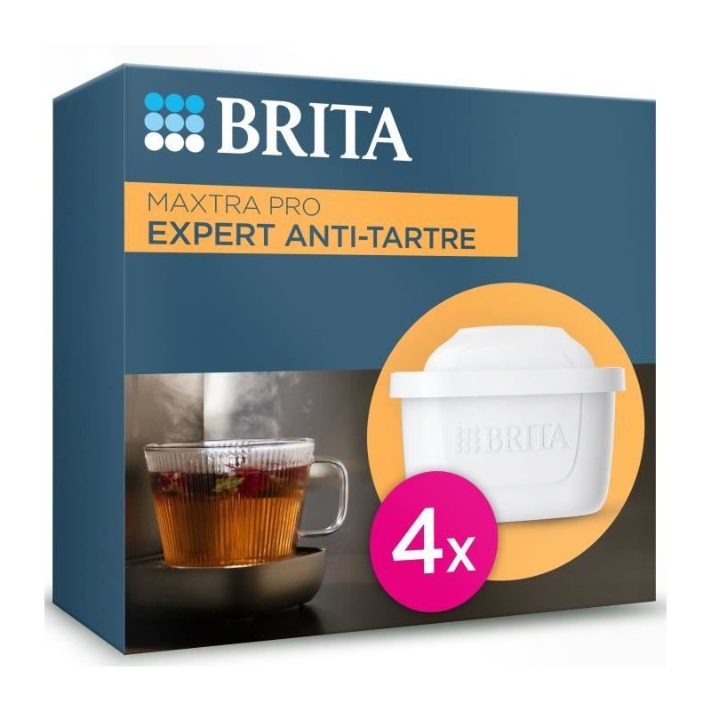 Cartouche BRITA - MAXTRA PRO Expert Anti Tartre - Pack de 4 - Jusqu'a 600L d'eau filtrée