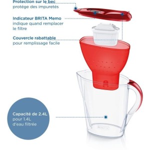 Brita Carafe Filter Marella Red (2,4L) inklusive 1 Filterpatrone Ma...